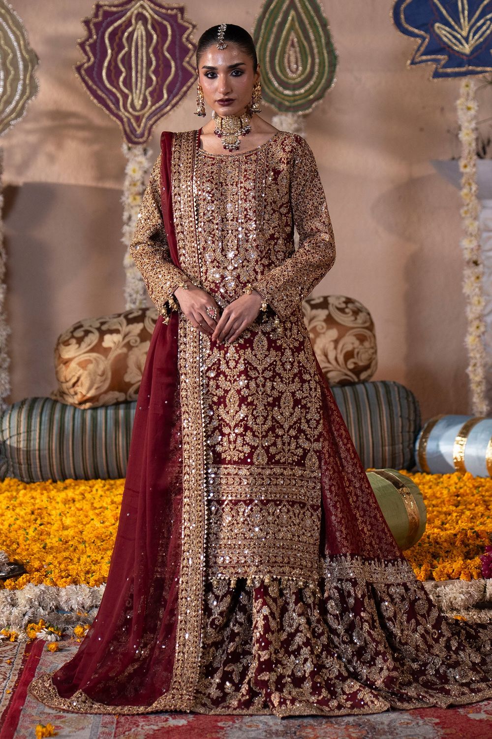 Maroon Chiffon Festive Partywear Suit Online in Dubai UAE Abudhabi Ajman Sharjah