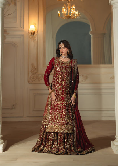 Maroon Chiffon Lehenga Suit for Women Online in Dubai UAE Abudhabi Ajman Sharjah