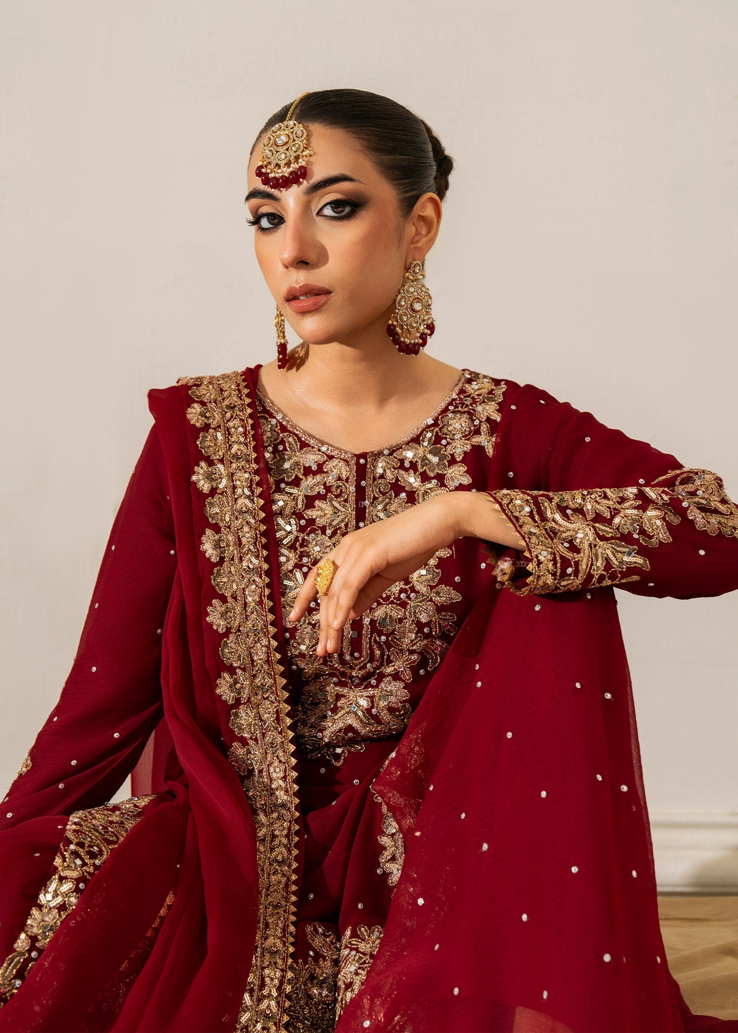 Maroon Chiffon Party Wear Sharara Online in UK USA Canada
