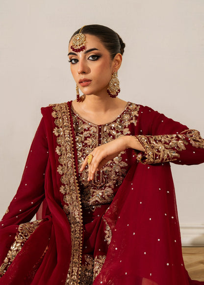 Maroon Chiffon Party Wear Sharara Online in UK USA Canada