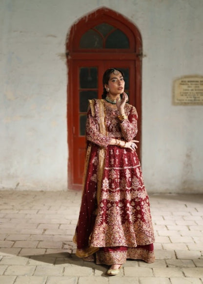 Maroon Chiffon Potli Set Wedding Wear Online in Sri Lanka India Australia