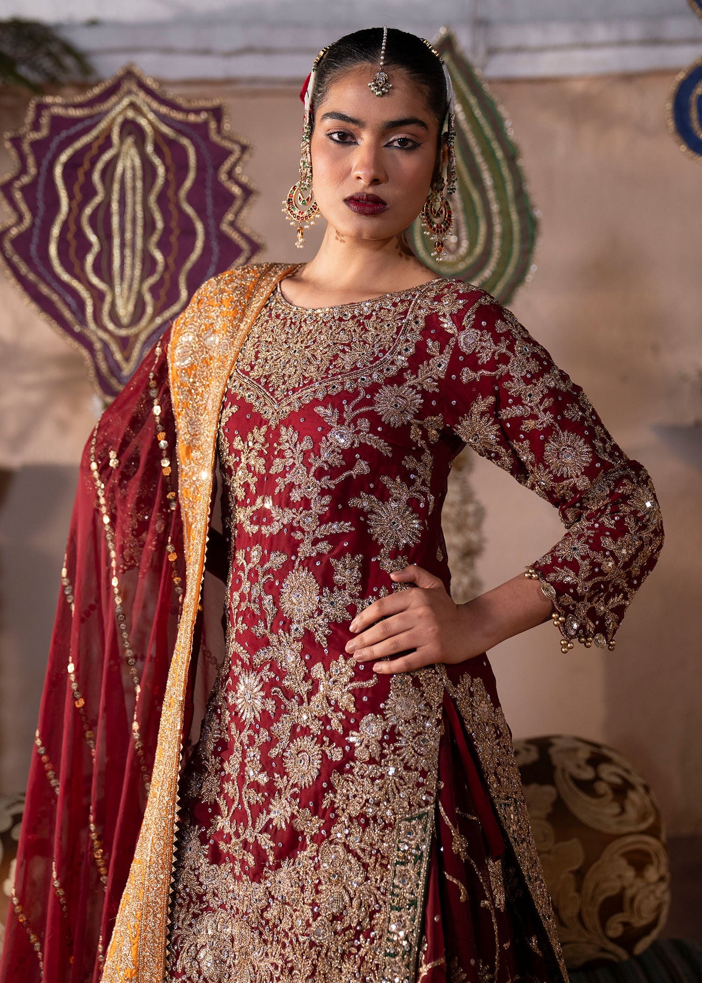 Maroon Chiffon Readymade Suit Online in Dubai UAE Abudhabi Ajman Sharjah