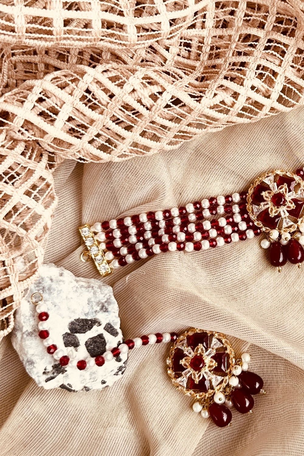 Maroon Choker Set Bridal Jewellery Online in Dubai UAE Abudhabi Ajman Sharjah