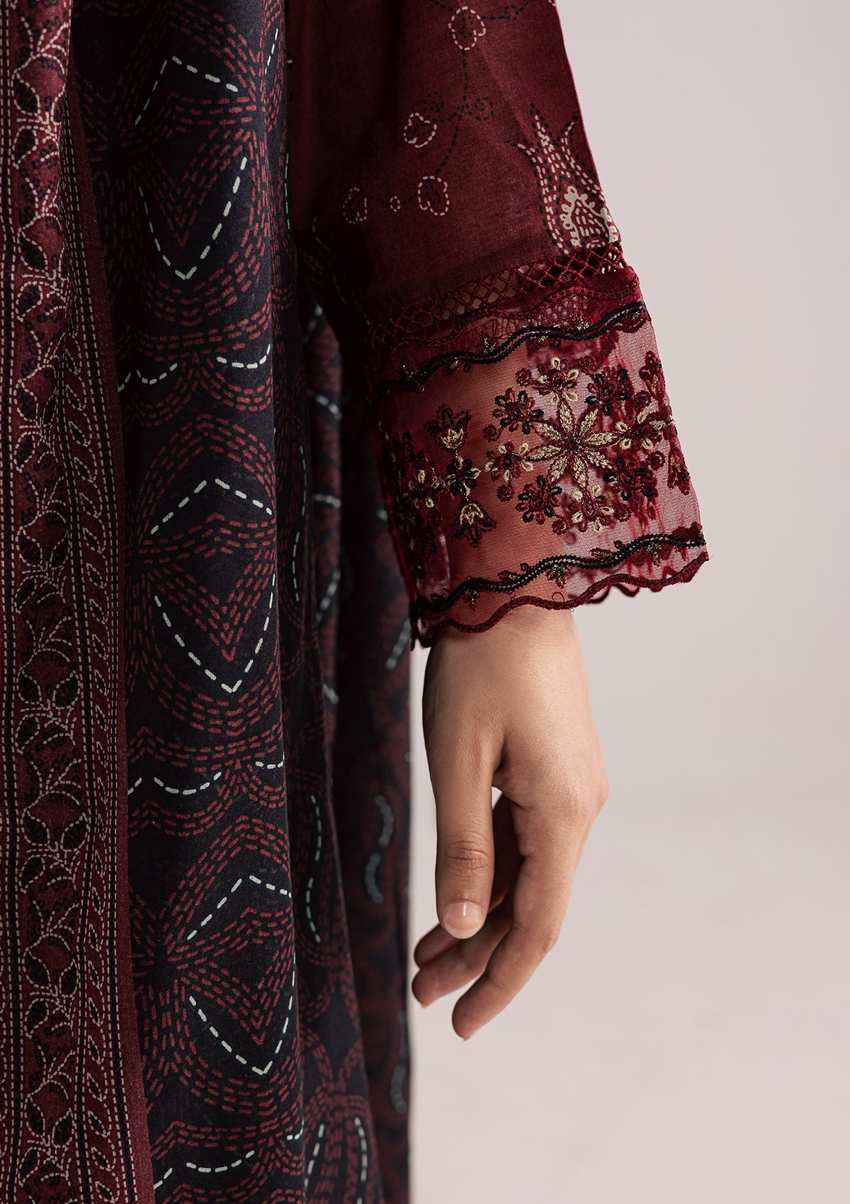 Maroon Designer Lawn Suit Online in UK USA Canada