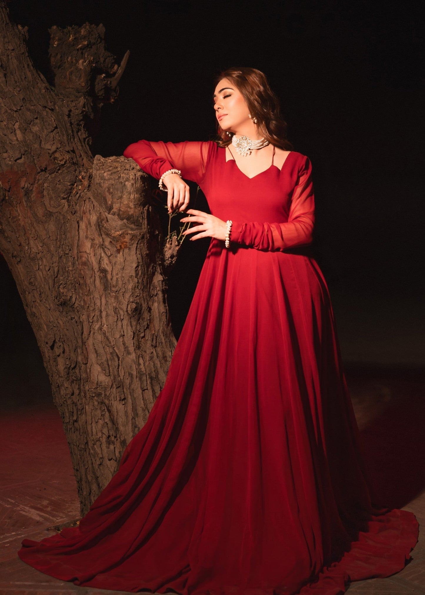 Maroon Embellished Chiffon Festive Suit Online in Dubai DXB UAE Abudhabi Meena Bazaar