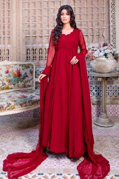 Maroon Embellished Chiffon Pishwas Gharara Online in Dubai UAE Abudhabi Ajman Sharjah