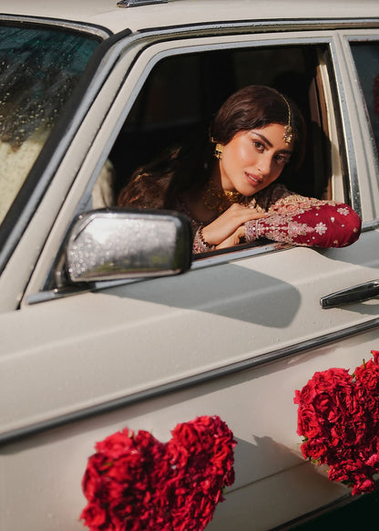Maroon Embellished Chiffon Wedding Lehenga Online in UK USA Canada