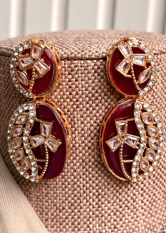 Maroon Embellished Choker Set Online in UK USA Canada