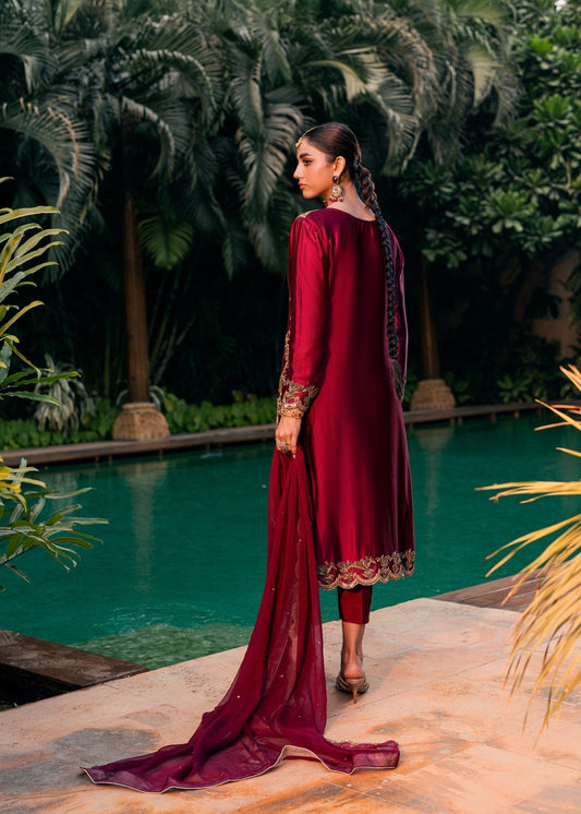 Maroon Embellished Viscose Pakistani Suit Online in Sri Lanka India Australia