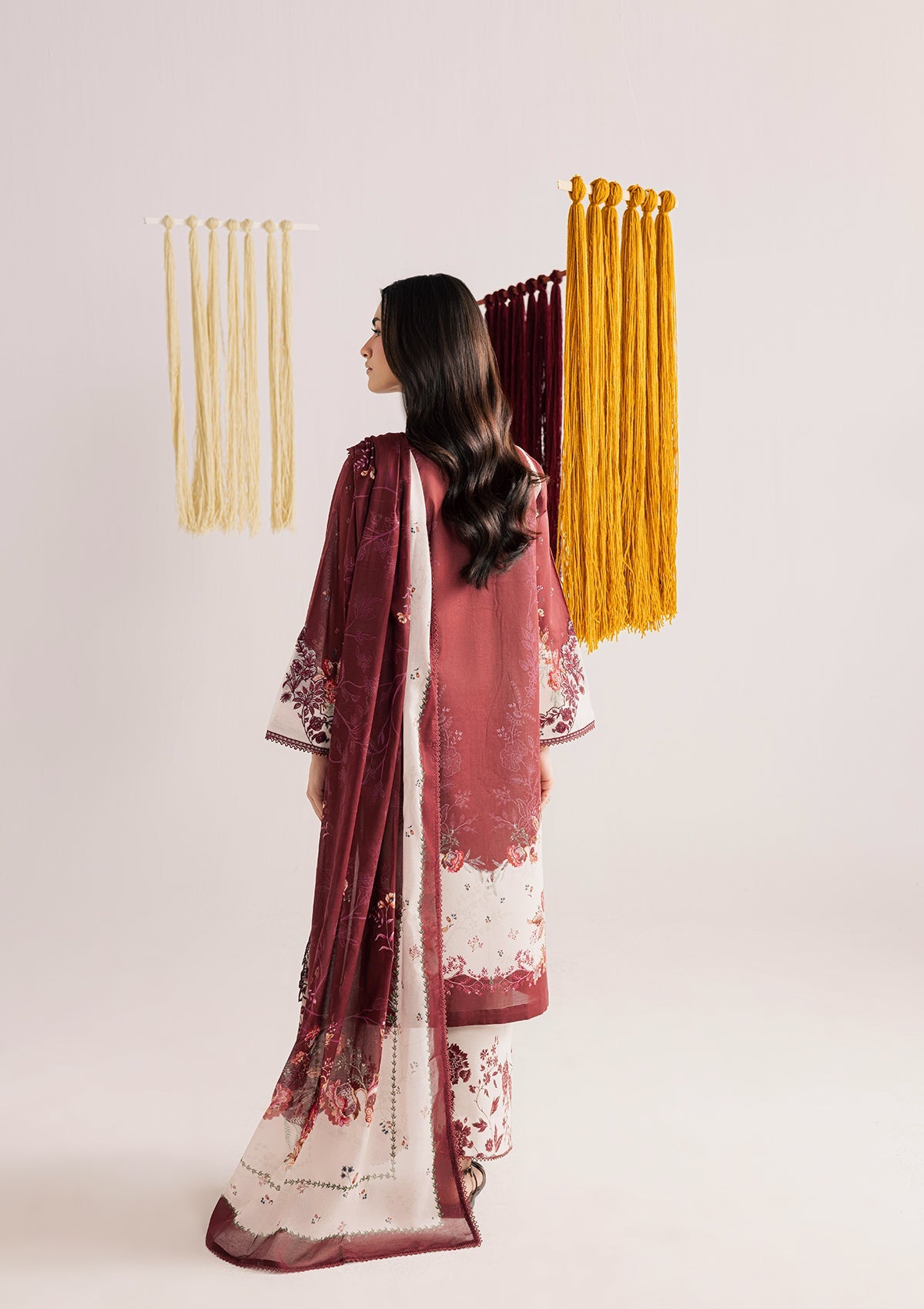 Maroon Embroidered 3 Piece Suit Online in Dubai DXB UAE Abudhabi Meena Bazaar