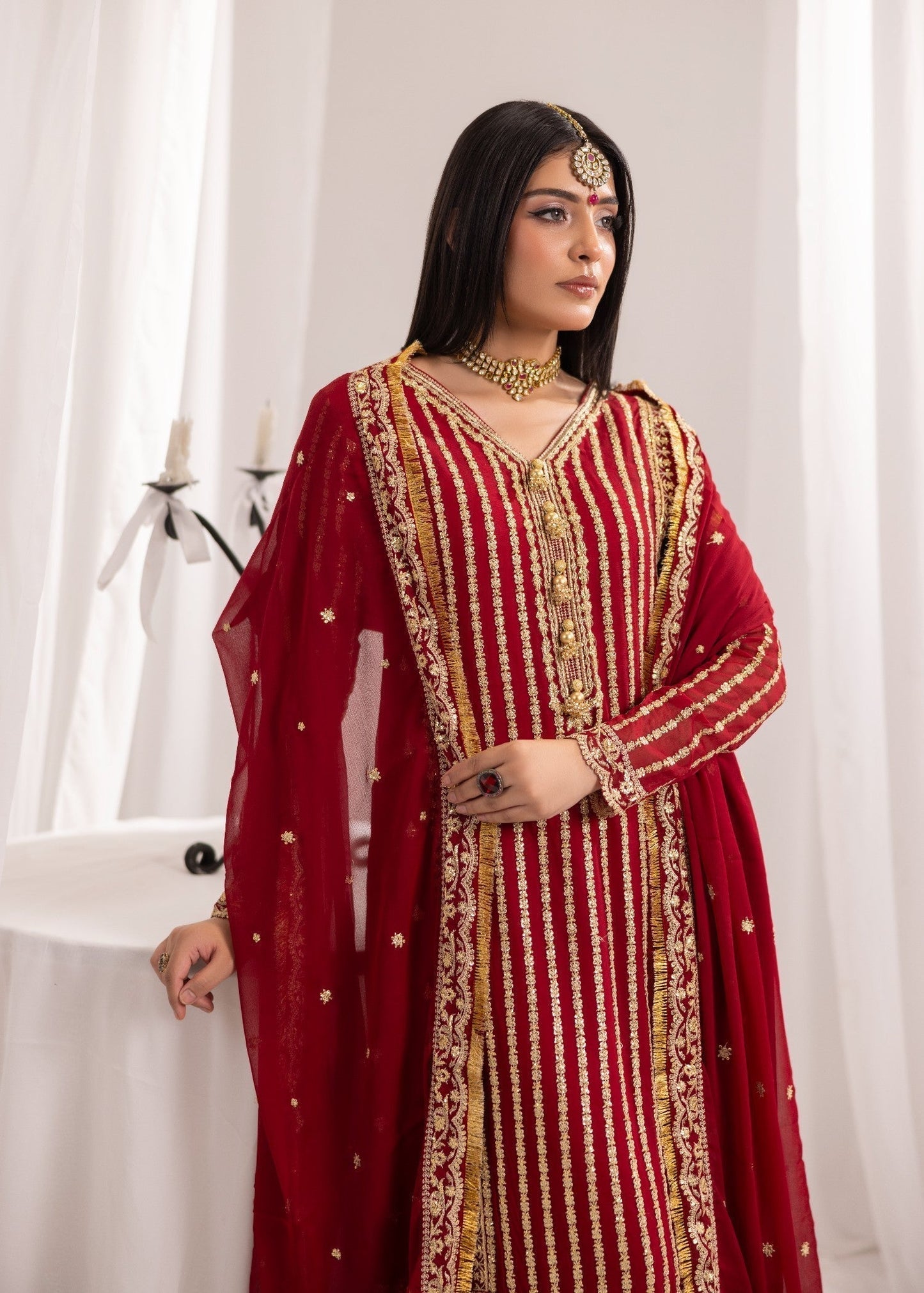 Maroon Embroidered Bemberg Chiffon Festive Wear Suit Online in Sri Lanka India Australia
