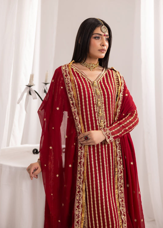 Maroon Embroidered Bemberg Chiffon Festive Wear Suit Online in Sri Lanka India Australia