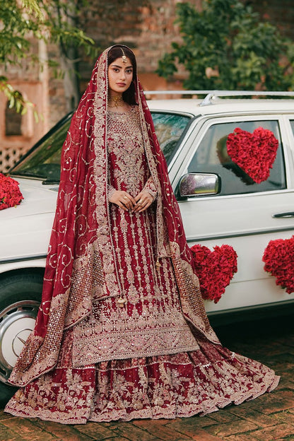 Maroon Embroidered Chiffon Bridal Lehenga Suit Online in Dubai UAE Abudhabi Ajman Sharjah