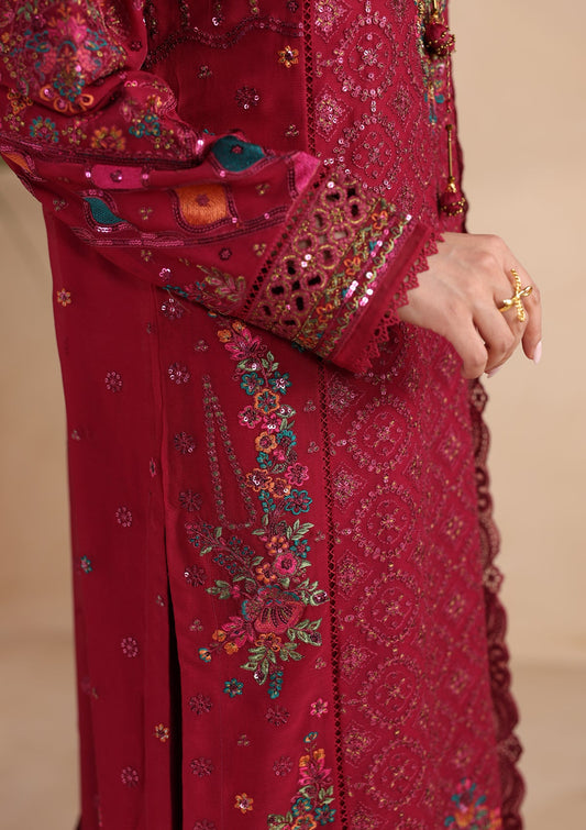 Maroon Embroidered Chiffon Dress Material Online in Sri Lanka India Australia