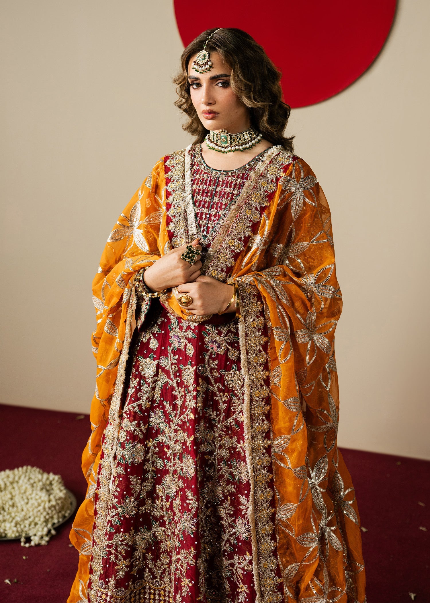 Maroon Embroidered Chiffon Formal Lehenga Online in Dubai DXB UAE Abudhabi Meena Bazaar