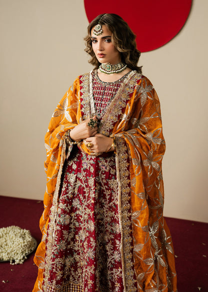 Maroon Embroidered Chiffon Formal Lehenga Online in Dubai DXB UAE Abudhabi Meena Bazaar