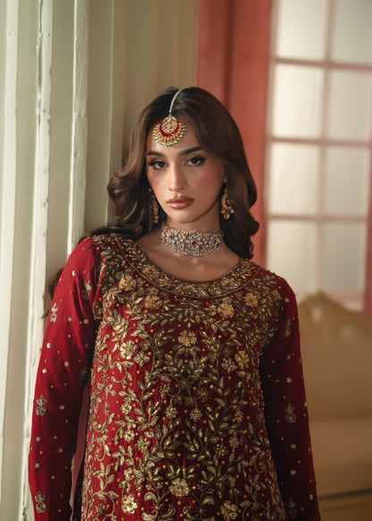 Maroon Embroidered Chiffon Lehenga Suit Online in Sri Lanka India Australia