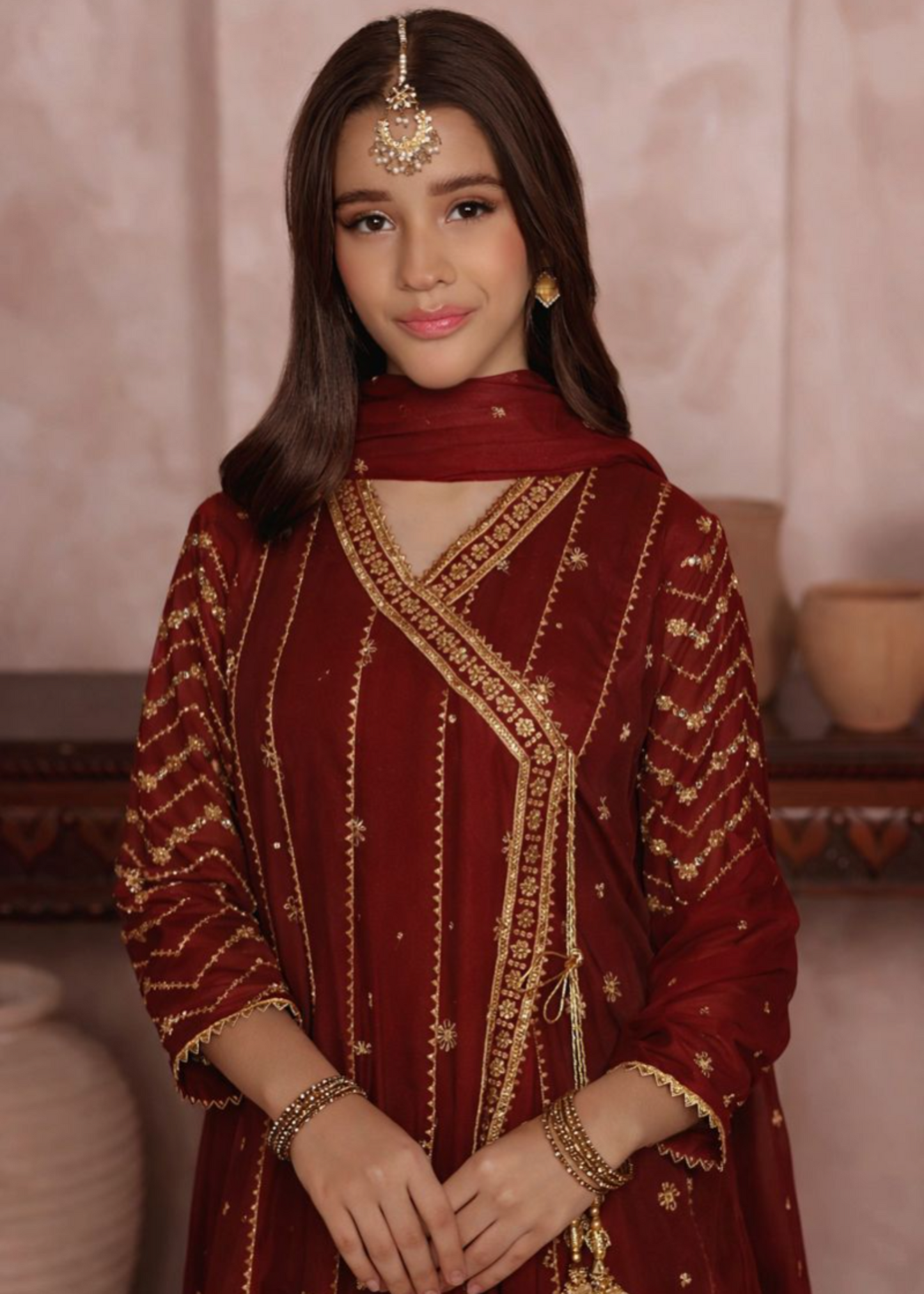 Maroon Embroidered Chiffon Partywear Salwar Suit Online in Dubai DXB UAE Abudhabi Meena Bazaar