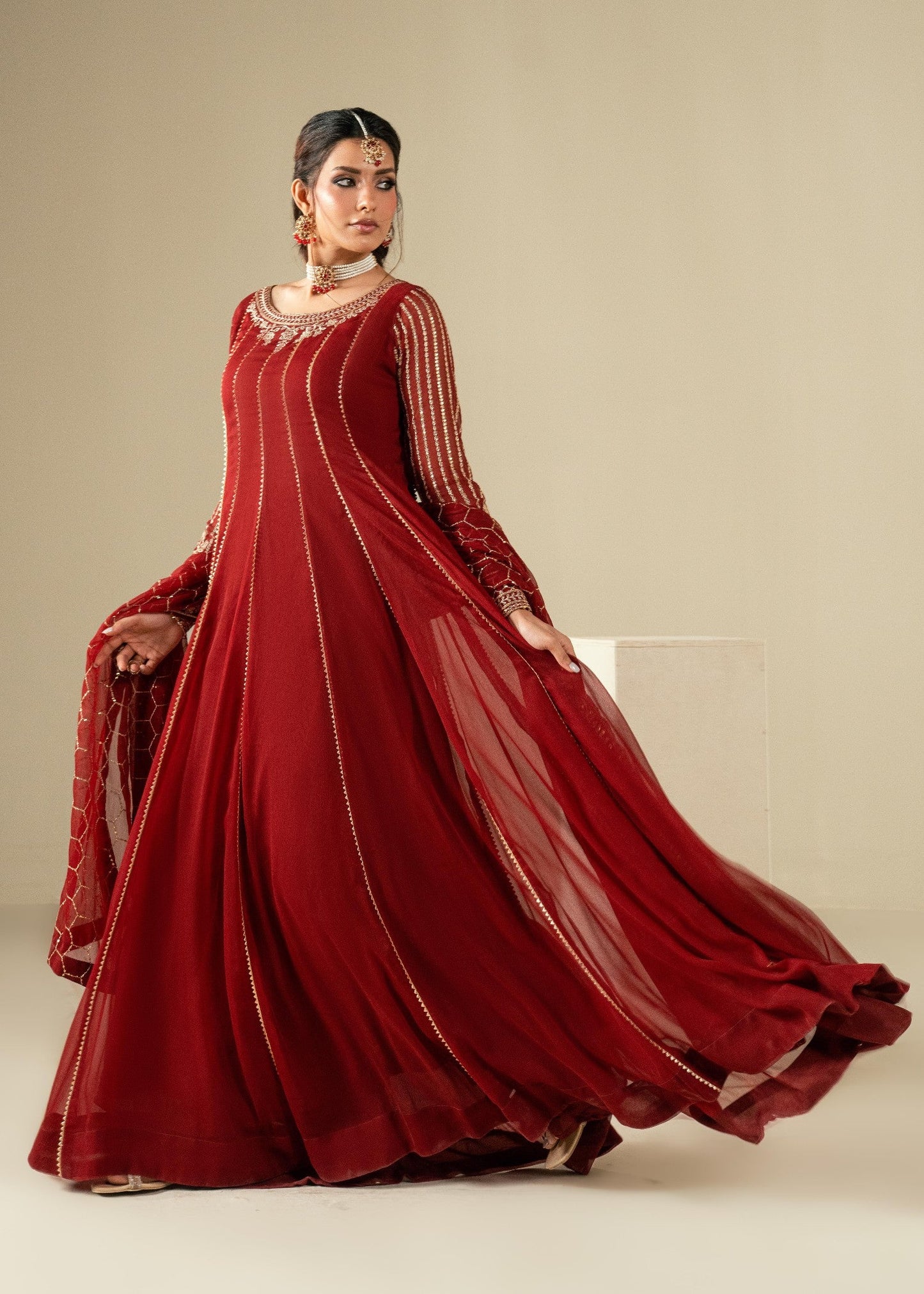 Maroon Embroidered Chiffon Partywear Salwar Suit Online in Sri Lanka India Australia