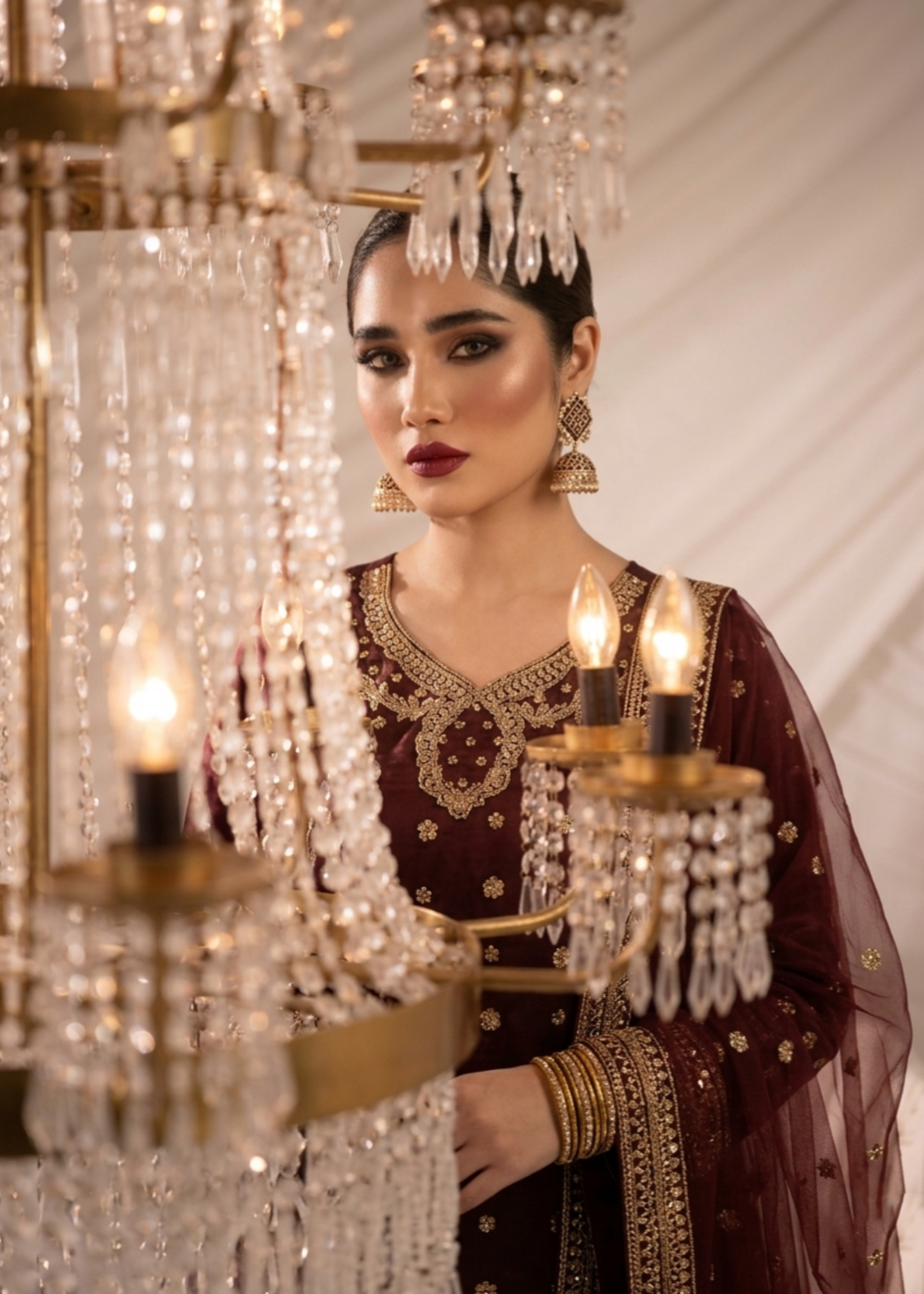 Maroon Embroidered Chiffon Raw Silk Partywear Suit Online in Sri Lanka India Australia