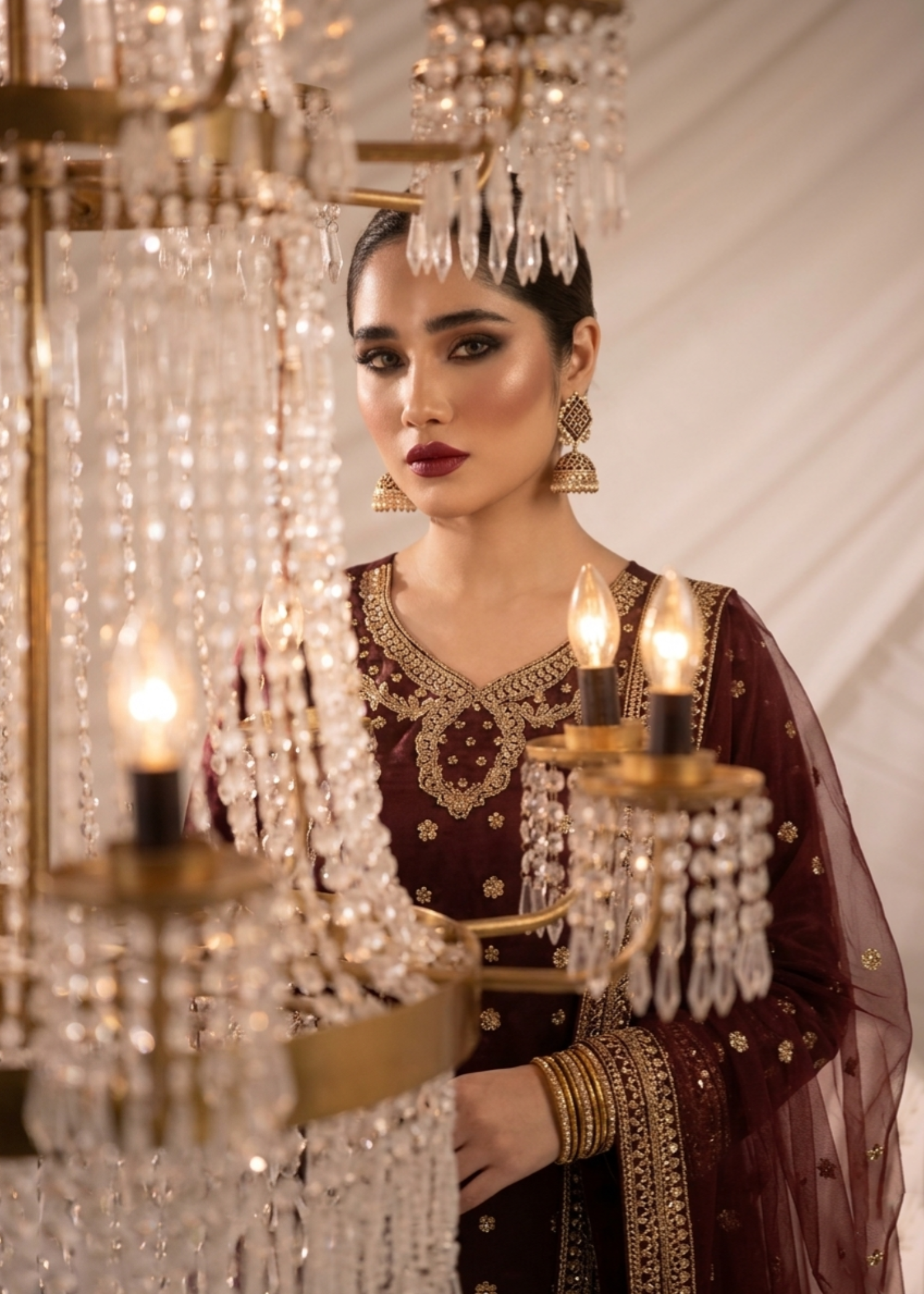 Maroon Embroidered Chiffon Raw Silk Partywear Suit Online in Sri Lanka India Australia