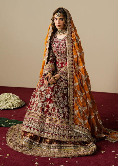 Maroon Embroidered Chiffon Wedding Outfit Online in UK USA Canada