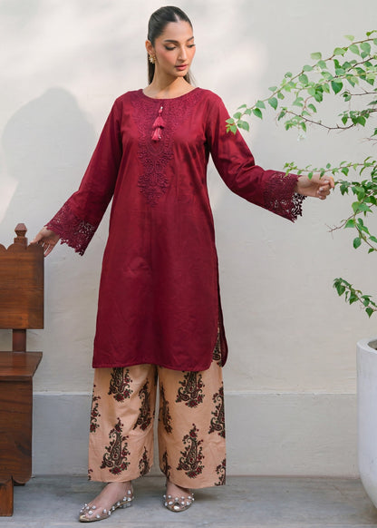 Maroon Embroidered Daily Wear Lawn Suit Online in Dubai UAE Abudhabi Ajman Sharjah