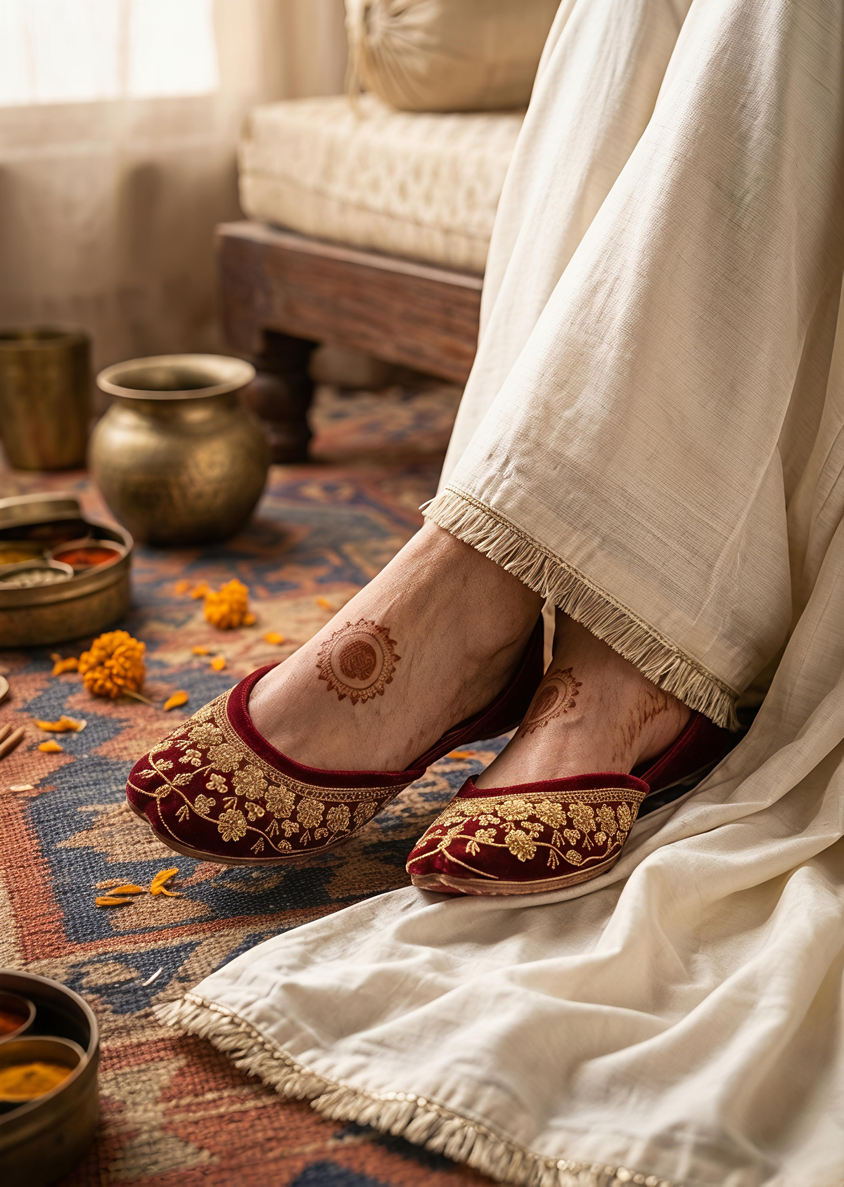 Maroon Embroidered Khussa Online in Sri Lanka India Australia