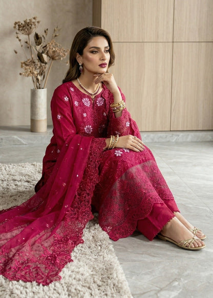 Maroon Embroidered Lawn Pakistani Suit Online in Dubai UAE Abudhabi Ajman Sharjah