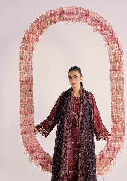 Maroon Embroidered Lawn Suit Daily Wear Online in Dubai DXB UAE Abudhabi Meena Bazaar