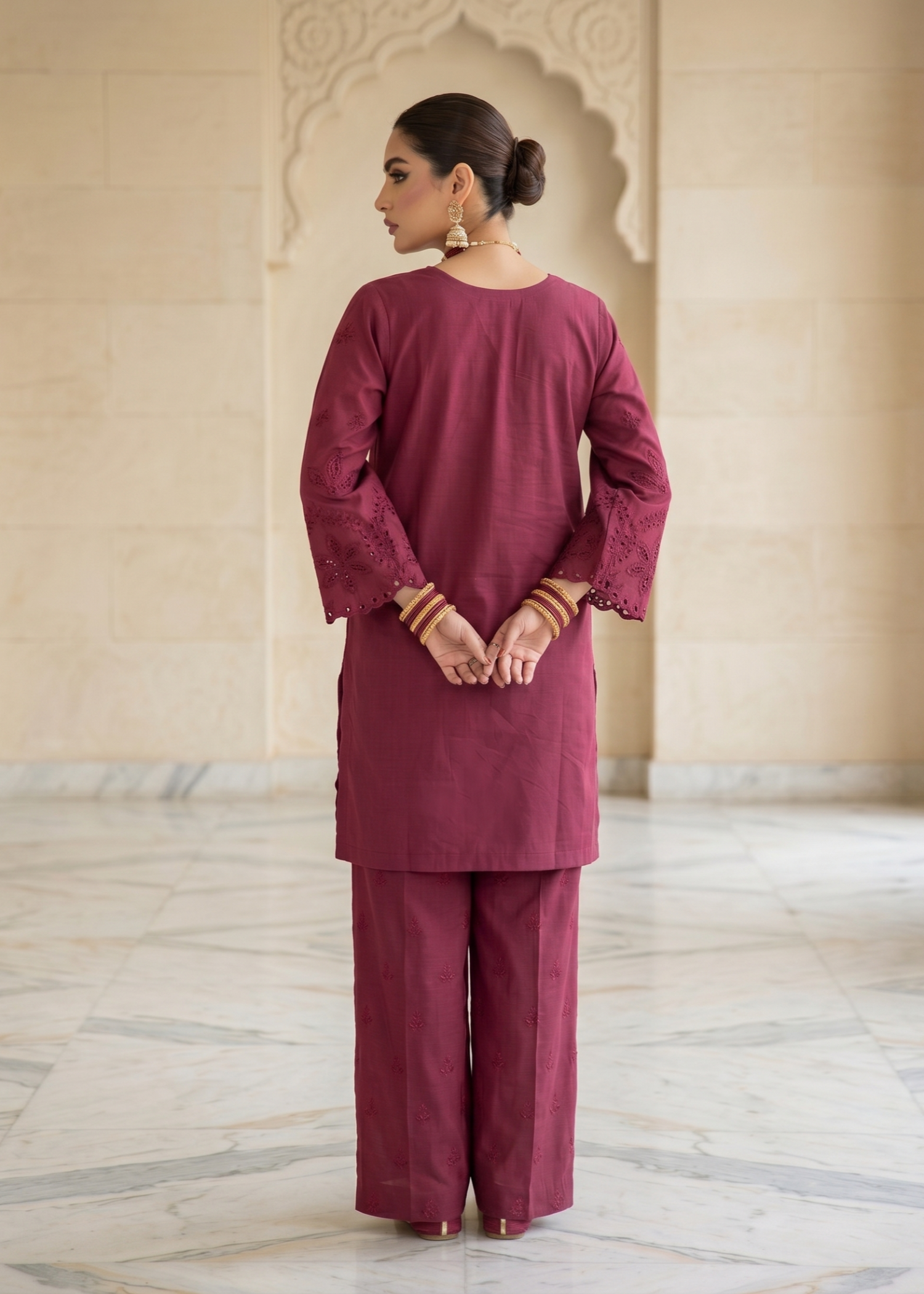 Maroon Embroidered Lawn Suit for Women Online in Sri Lanka India Australia