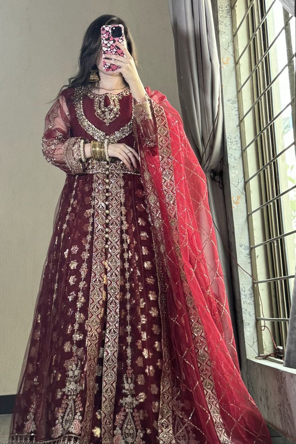 Maroon Embroidered Net Festive Partywear Suit Online in Dubai UAE Abudhabi Ajman Sharjah