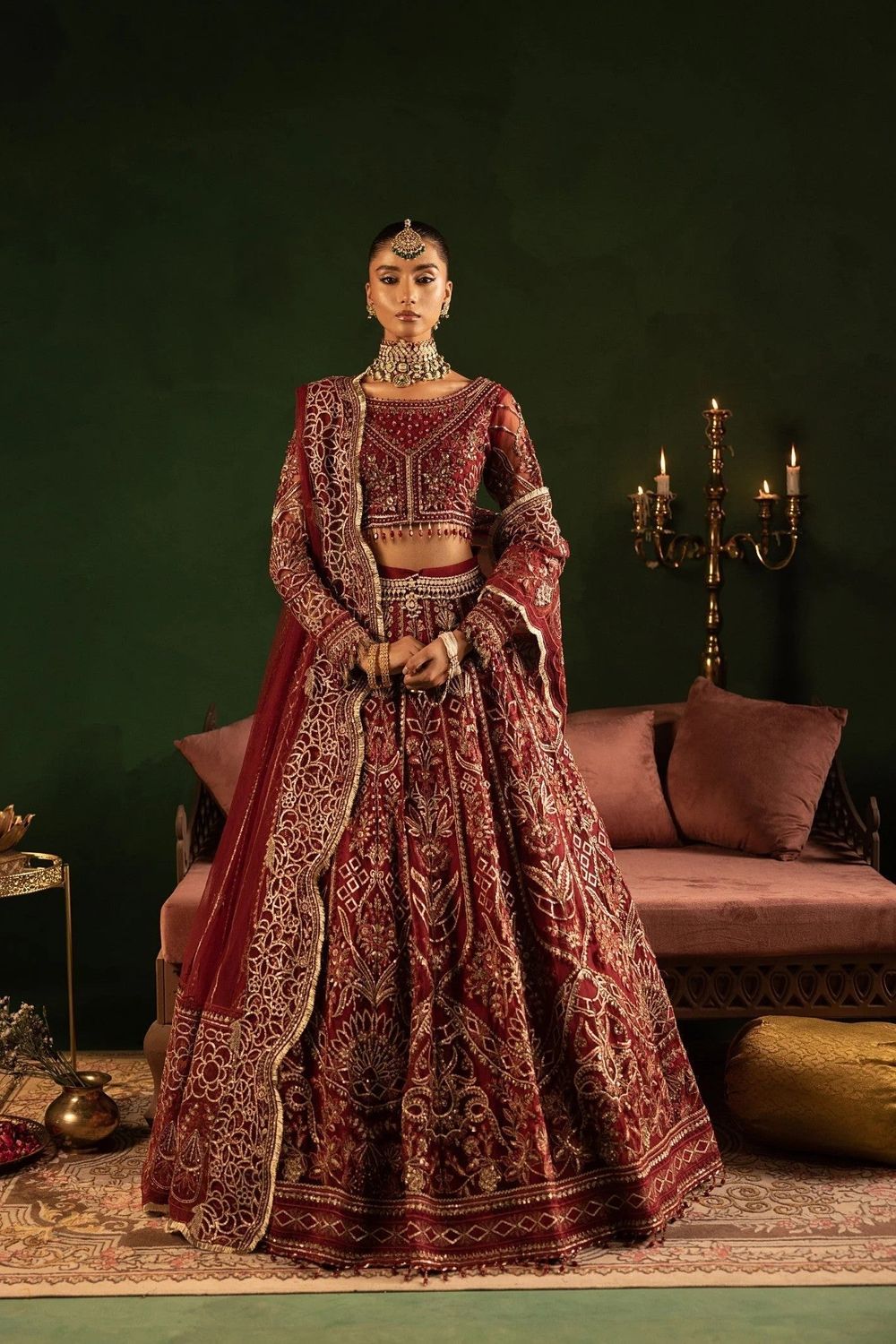Maroon Embroidered Net Lehenga Choli Online in Dubai UAE Abudhabi Ajman Sharjah
