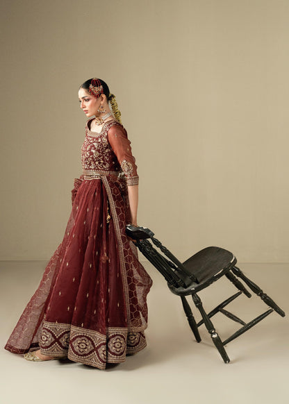 Maroon Embroidered Organza Lehenga Choli Wedding Wear Online in Sri Lanka India Australia