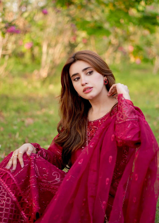 Maroon Embroidered Organza Pakistani Outfit Online in Dubai DXB UAE Abudhabi Meena Bazaar