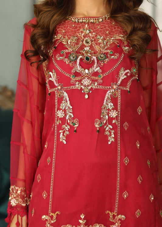 Maroon Embroidered Organza Suit Online in Dubai DXB UAE Abudhabi Meena Bazaar