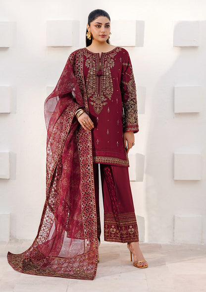 Maroon Embroidered Organza Wedding Wear Suit Online in UK USA Canada