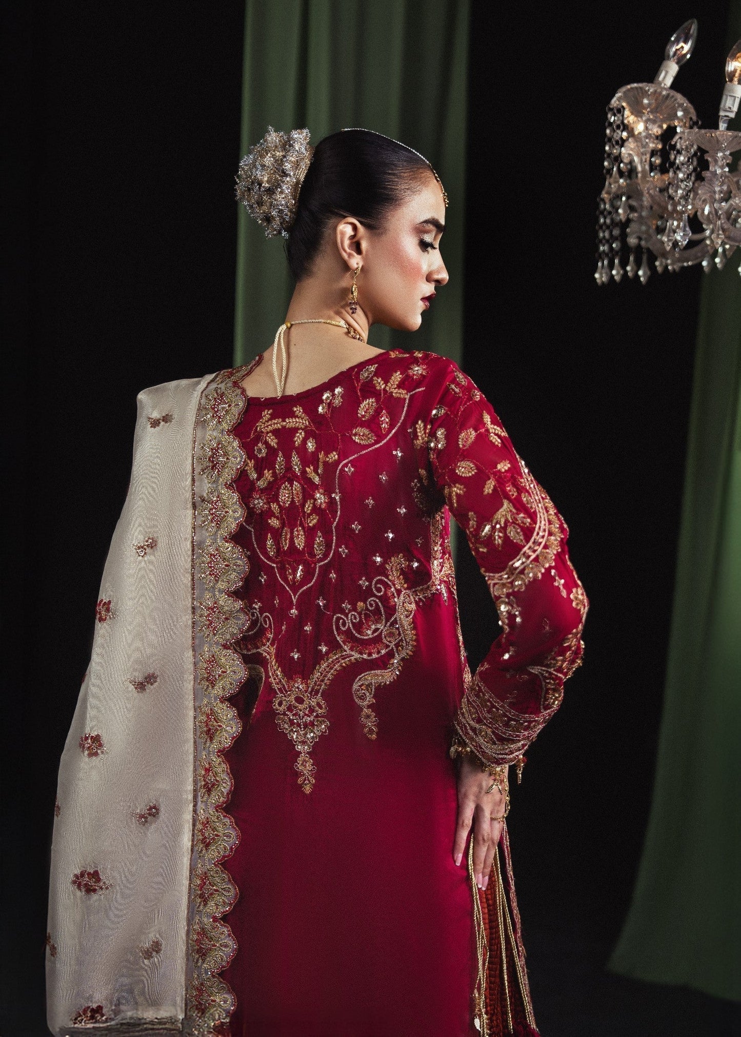 Maroon Embroidered Tussar Silk Long Shirt Suit Online in Dubai DXB UAE Abudhabi Meena Bazaar