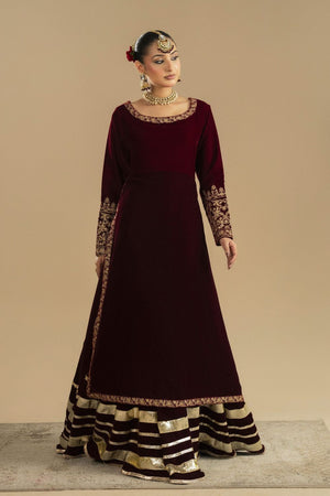 Maroon Embroidered Velvet Lehenga Choli Online in Dubai UAE Abudhabi Ajman Sharjah