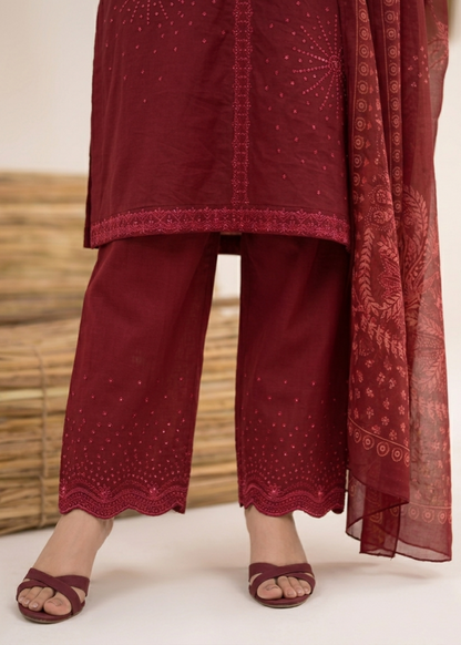 Maroon Festive Wear Lawn Suit Online in Dubai UAE Abudhabi Ajman Sharjah