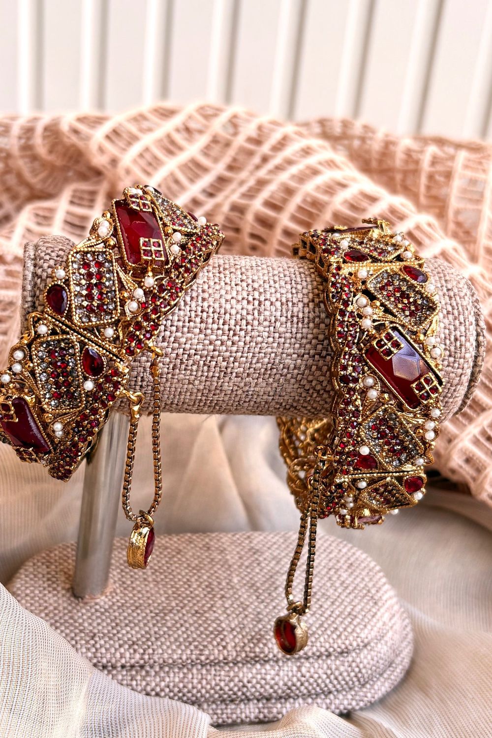 Maroon Gold Plated Openable Bangles Online in Dubai UAE Abudhabi Ajman Sharjah