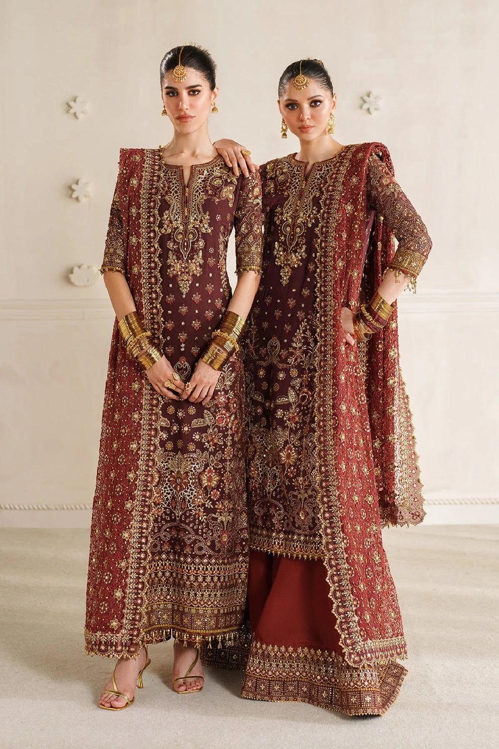 Maroon Hand Embellished Chiffon Wedding Salwar Suit Online in Dubai UAE Abudhabi Ajman Sharjah