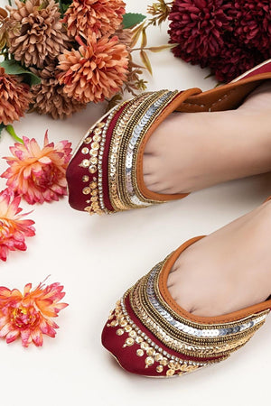 Maroon Handmade Silk Khussa Online in Dubai UAE Abudhabi Ajman Sharjah