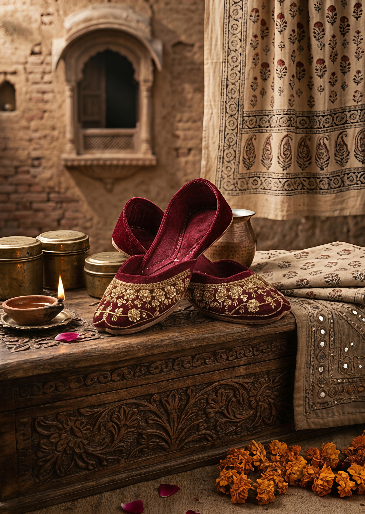 Maroon Khussa Wedding Shoes Online in KSA Riyadh Saudi Arabia Oman Bahrain Qatar