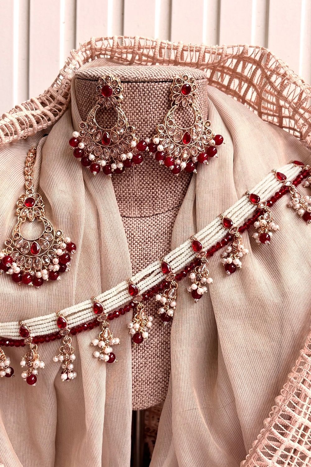 Maroon Kundan Choker Necklace Set Online in Dubai UAE Abudhabi Ajman Sharjah