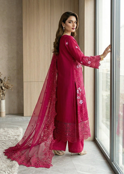 Maroon Lawn Embroidered Party Wear Dress Online in Sri Lanka India Australia