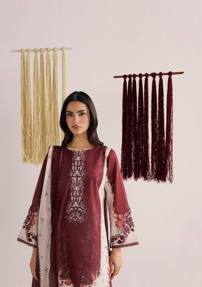 Maroon Lawn Embroidered Salwar Suit Online in Dubai UAE Abudhabi Ajman Sharjah