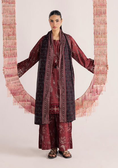 Maroon Lawn Embroidered Suit Online in Dubai DXB UAE Abudhabi Meena Bazaar