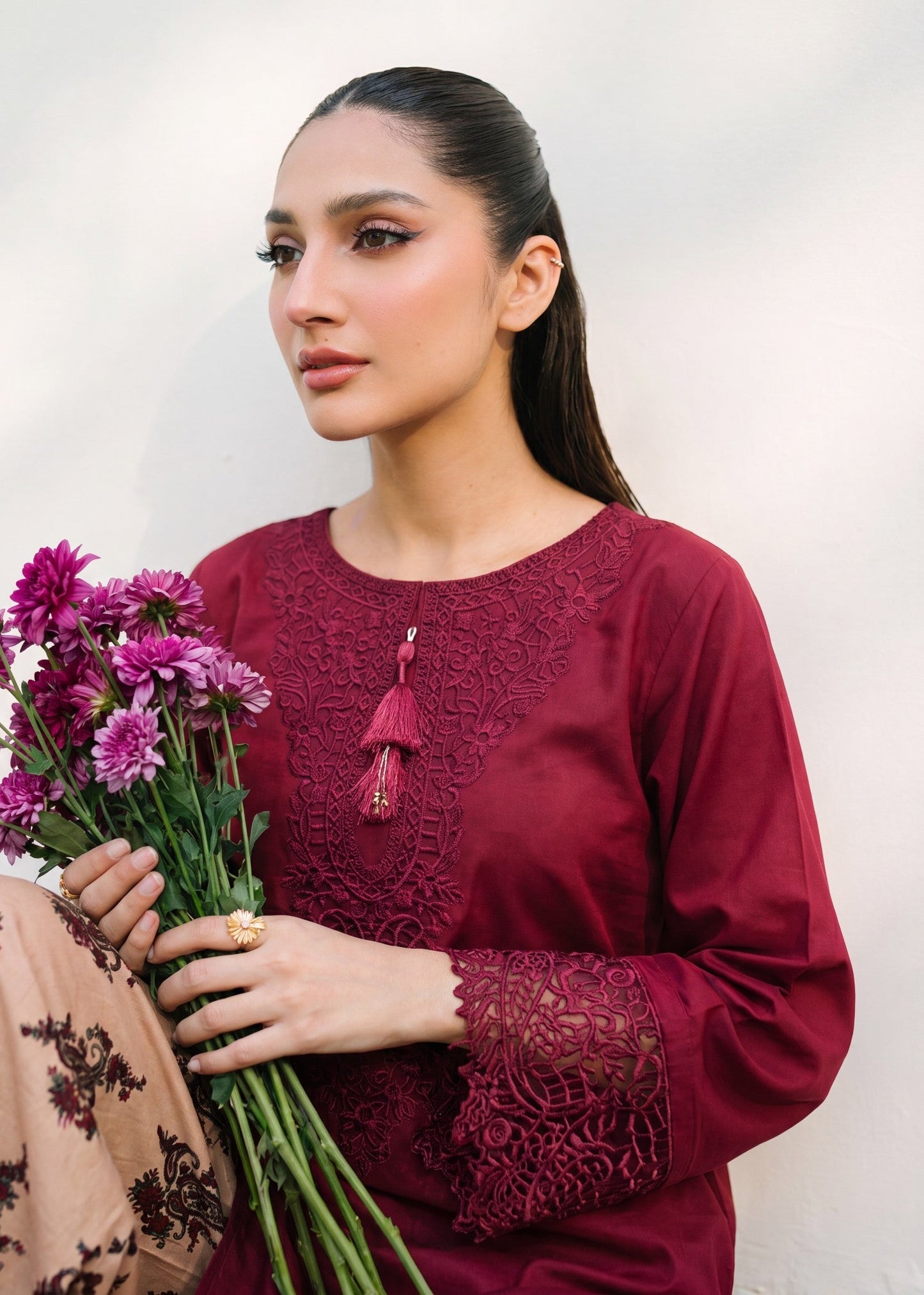 Maroon Lawn Embroidered Suit Online in Sri Lanka India Australia