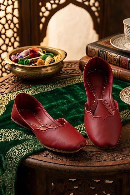 Maroon Leather Khussa Shoes Online in Dubai UAE Abudhabi Ajman Sharjah